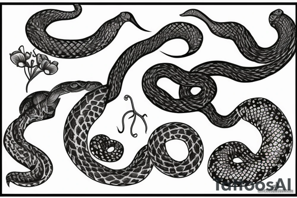 snake in flowers tattoo idea