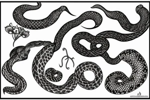 snake in flowers tattoo idea