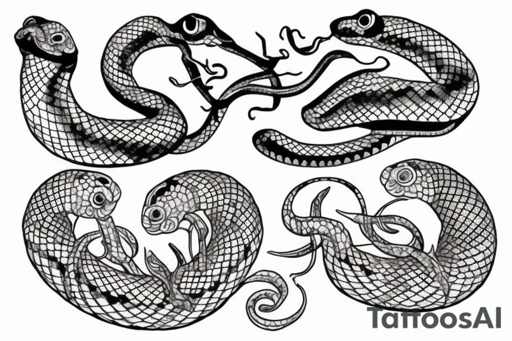 snake in-between flowers tattoo idea