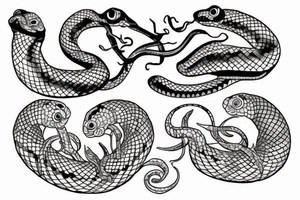 snake in-between flowers tattoo idea