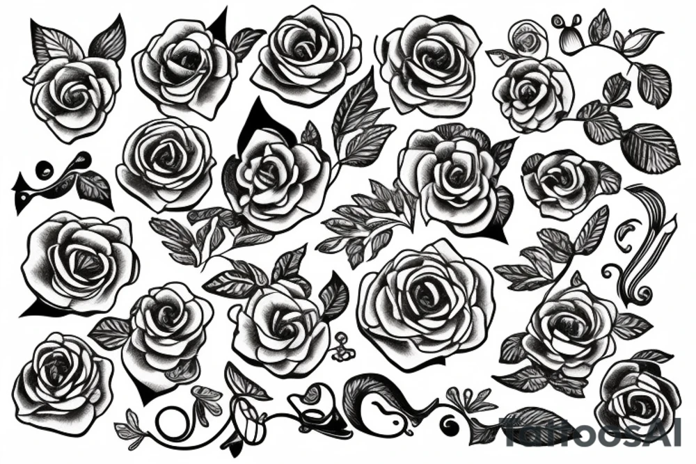 snake in-between flowers tattoo idea