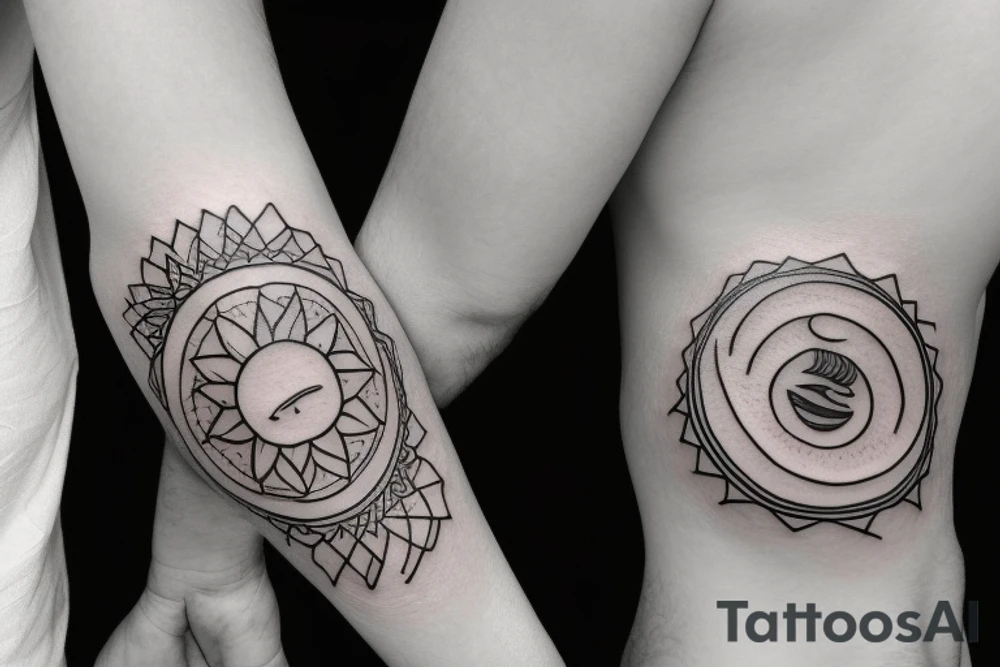 ocean mountain sun tattoo idea
