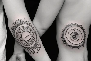 ocean mountain sun tattoo idea