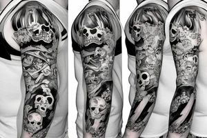Dead pirates highmare album cover style half sleeve tattoo idea