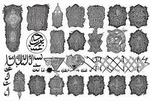 tracing line connected to the arabic word  عائلة tattoo idea