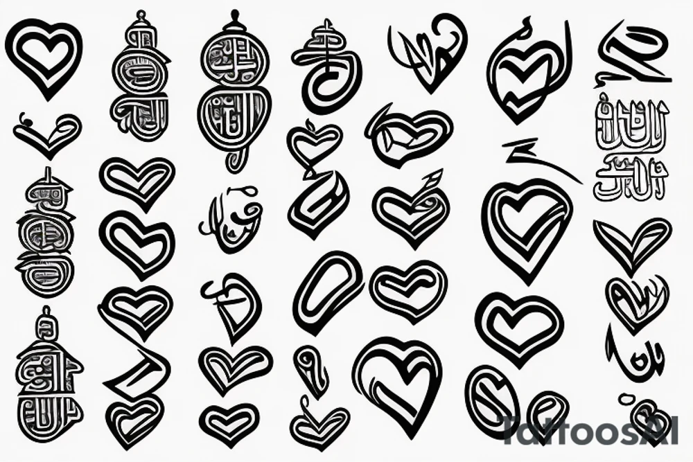 heartbeat line connected to the arabic word for family tattoo idea
