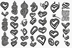 heartbeat line connected to the arabic word for family tattoo idea