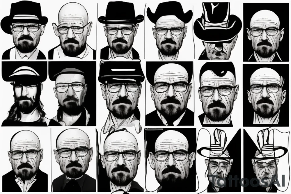walter white in black hat tattoo idea