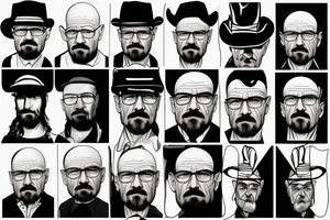 walter white in black hat tattoo idea