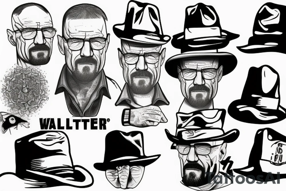 walter white in black hat tattoo idea