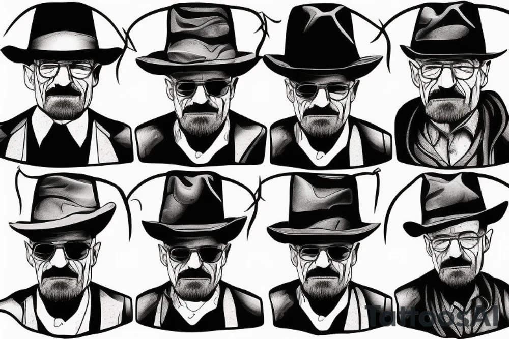 walter white in black hat tattoo idea
