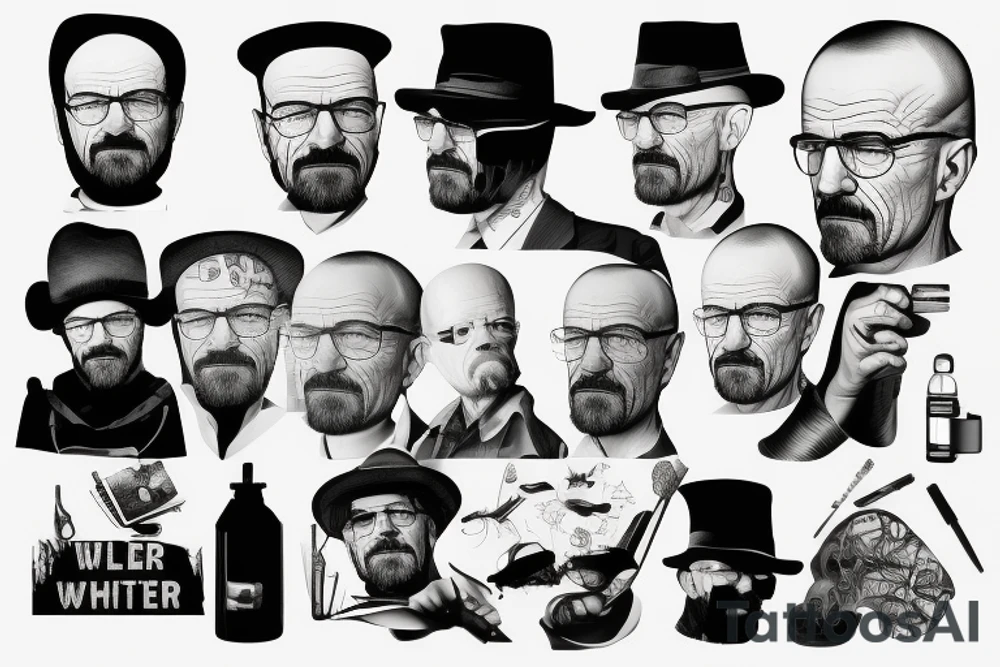walter white in black hat tattoo idea