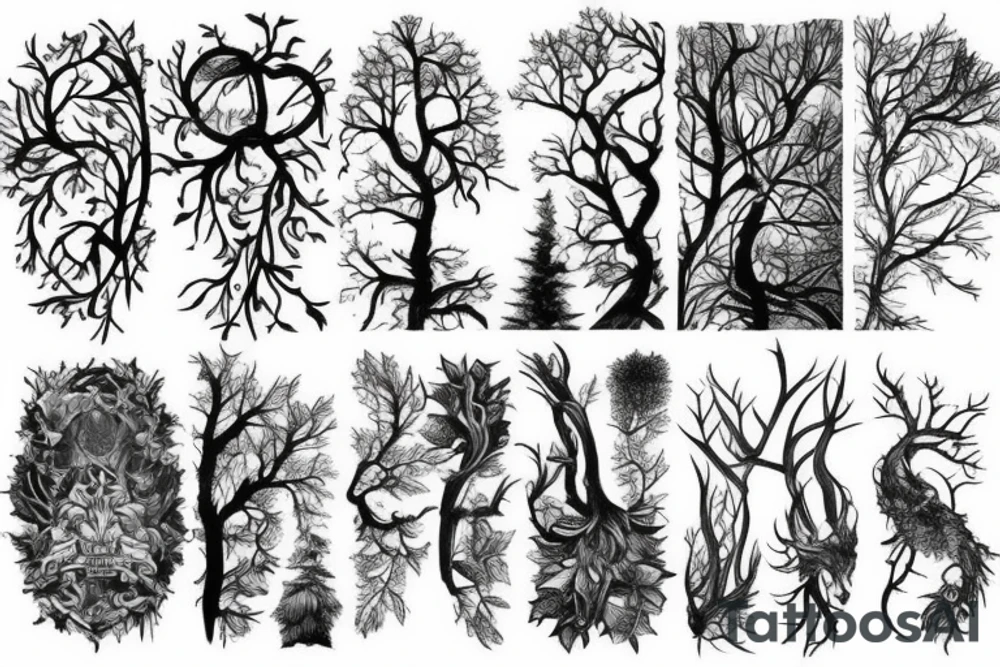 beautiful dense forest tattoo idea