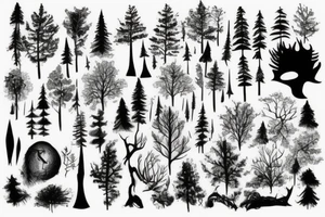 beautiful dense forest tattoo idea