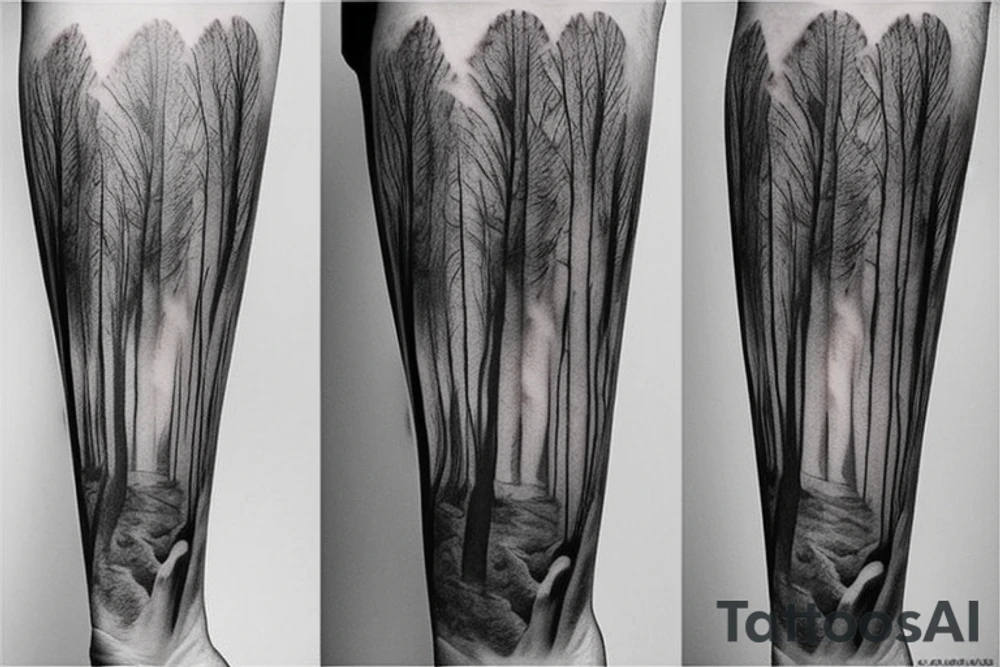 beautiful dense forest tattoo idea