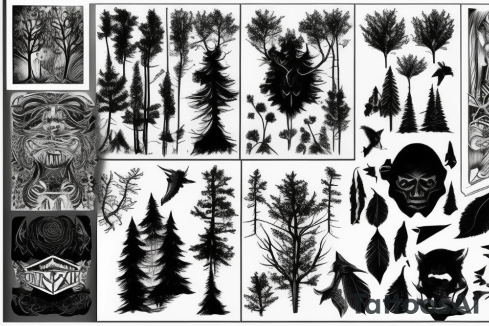 beautiful dense forest tattoo idea