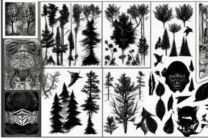 beautiful dense forest tattoo idea