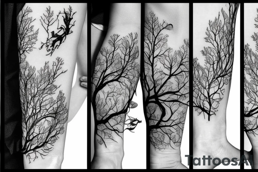 beautiful dense forest tattoo idea