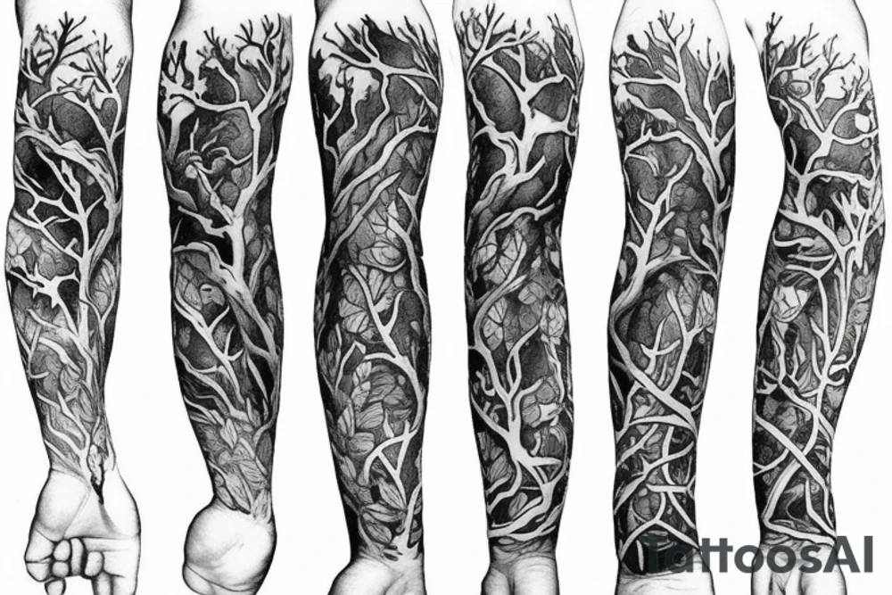 beautiful dense forest tattoo idea