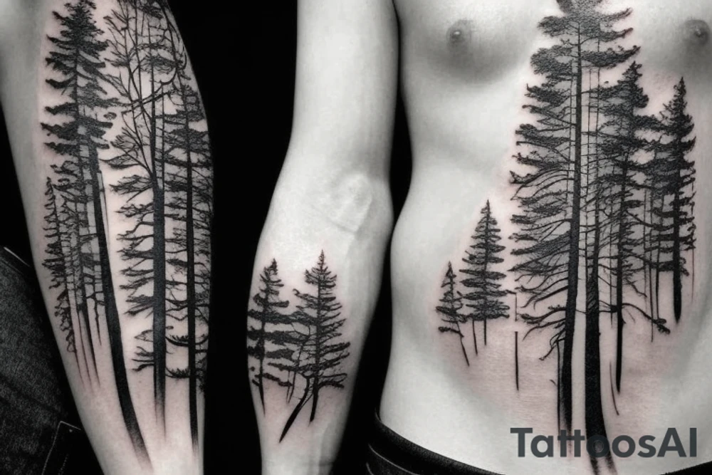 beautiful dense forest tattoo idea