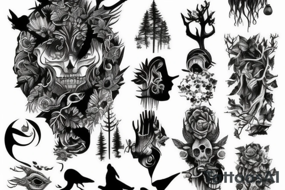 beautiful dense forest tattoo idea