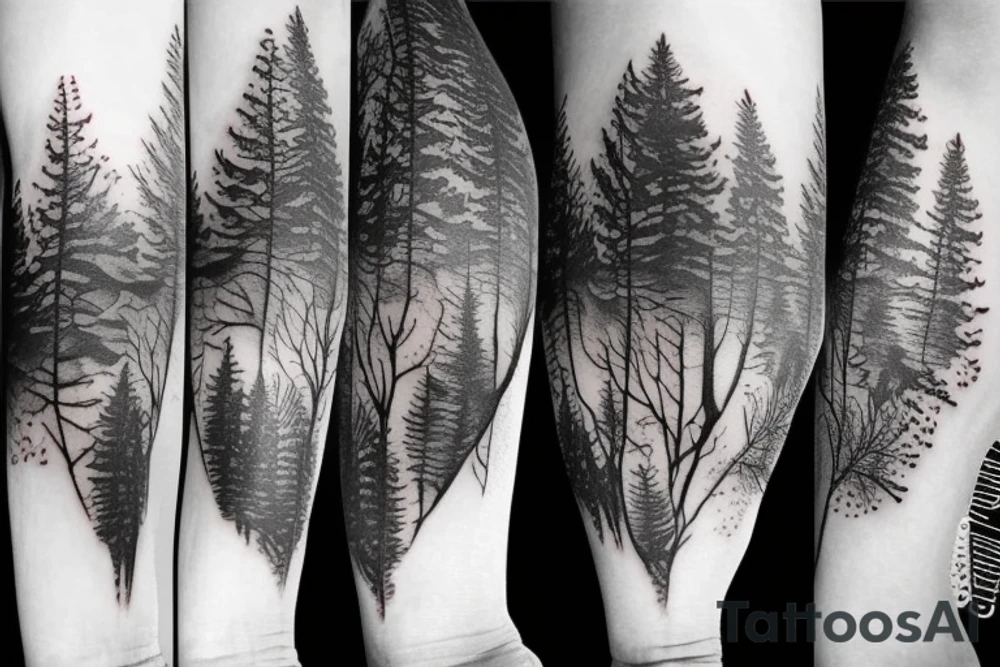 beautiful dense forest tattoo idea
