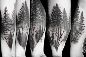 beautiful dense forest tattoo idea
