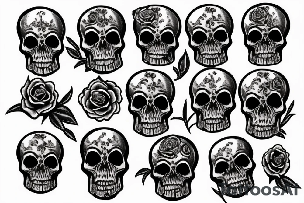 skull and dagger with roses tattoo idea