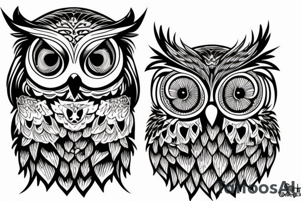 owl with skull tattoo idea