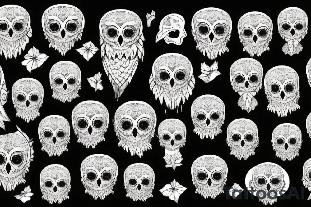 owl with skull tattoo idea