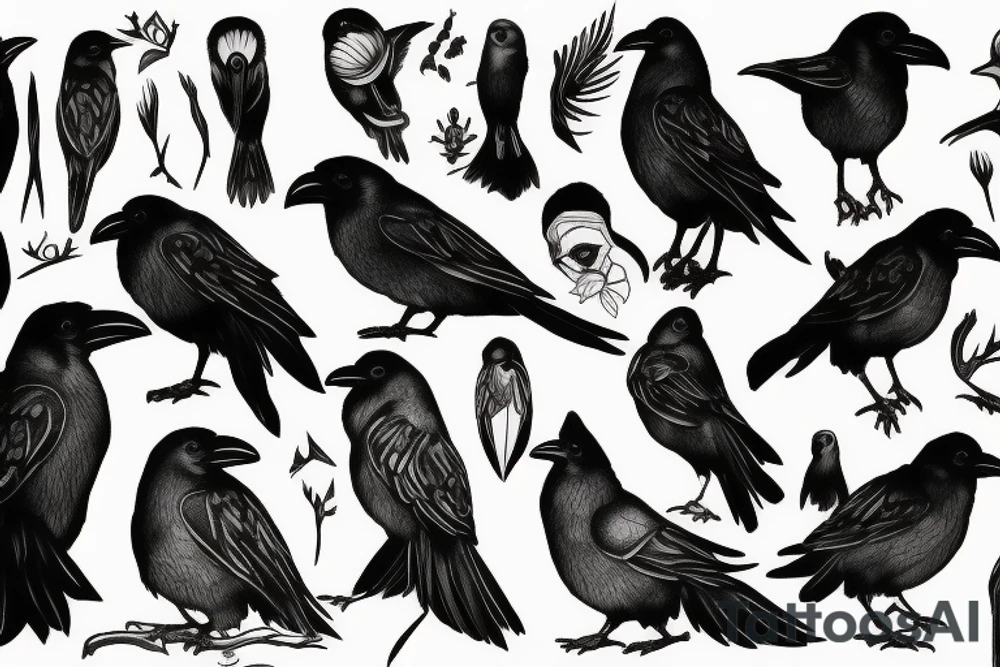 full body raven tattoo idea