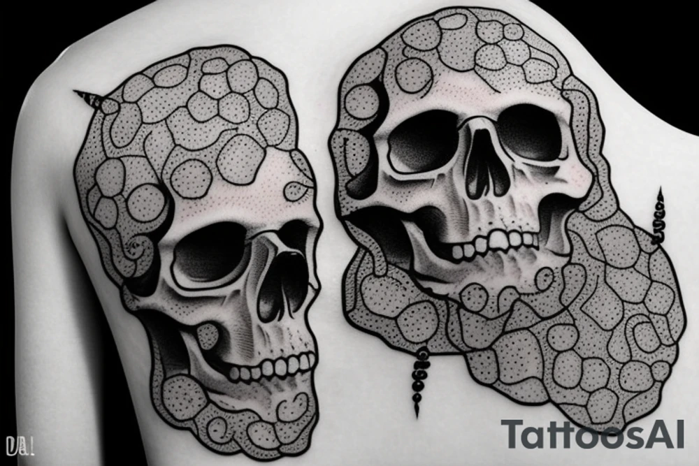 human skull with broken fragments tattoo idea