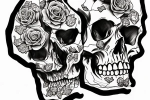 human skull with broken fragments tattoo idea