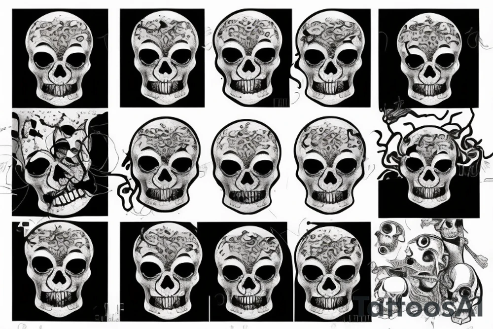 human skull with hanging eye balls tattoo idea