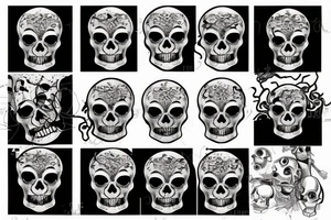human skull with hanging eye balls tattoo idea