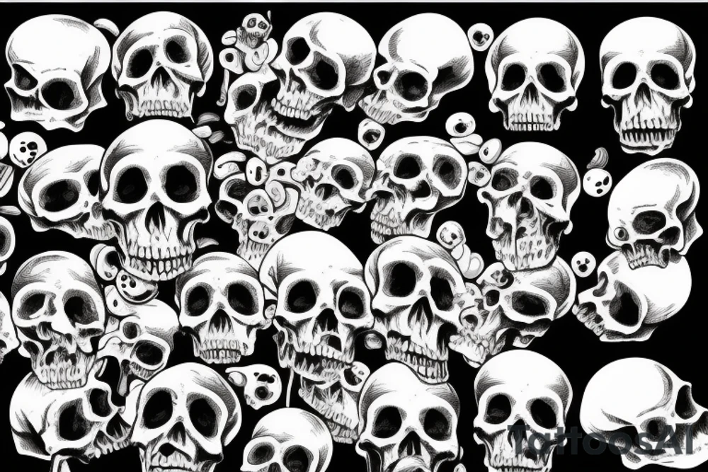 human skull with hanging eye balls tattoo idea