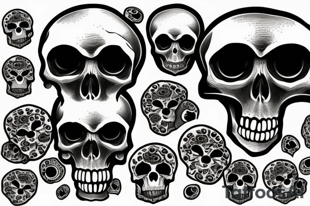 human skull with hanging eyeballs tattoo idea