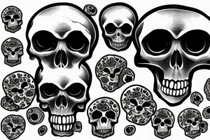 human skull with hanging eyeballs tattoo idea