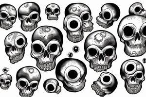 human skull with hanging eyeballs tattoo idea