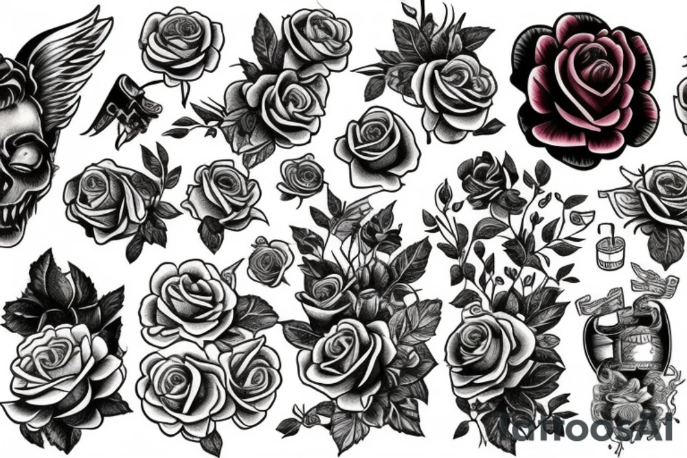 American traditional rose tattoo idea