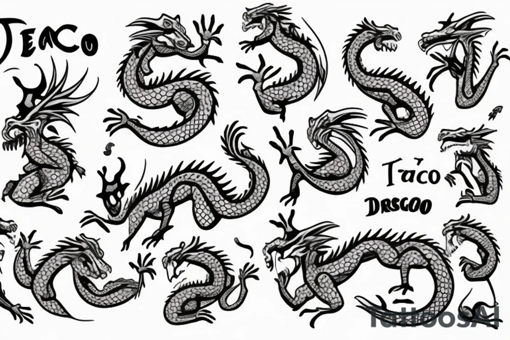 full body dragon eating a taco tattoo idea