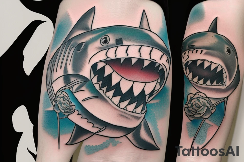 Great White Shark eating a Human tattoo idea