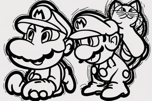 Mario with cat on shoulder tattoo idea