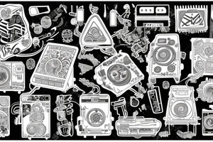 Psychedelic semiconductor chip that has “berlin techno” written on it. tattoo idea