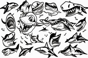 Mario on white shark feeding cat tattoo idea