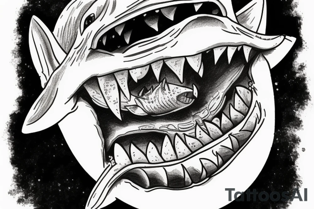 Mario on white shark feeding cat tattoo idea