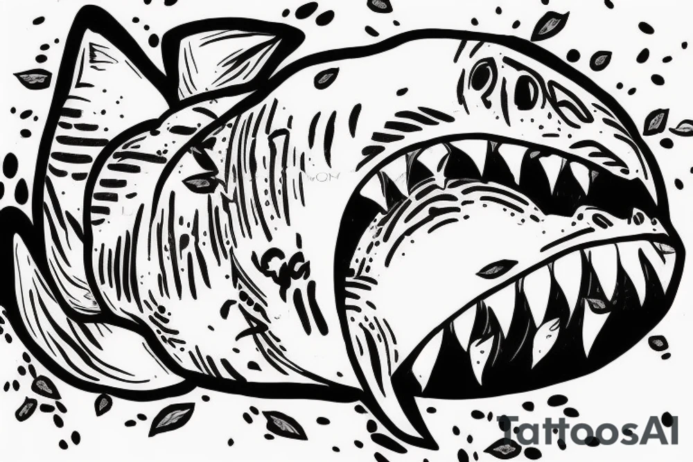 Mario on white shark feeding cat tattoo idea