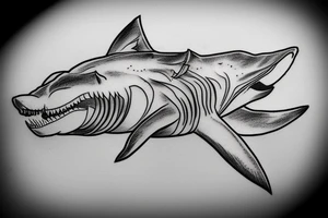 Mario riding white shark and feeding cat tattoo idea
