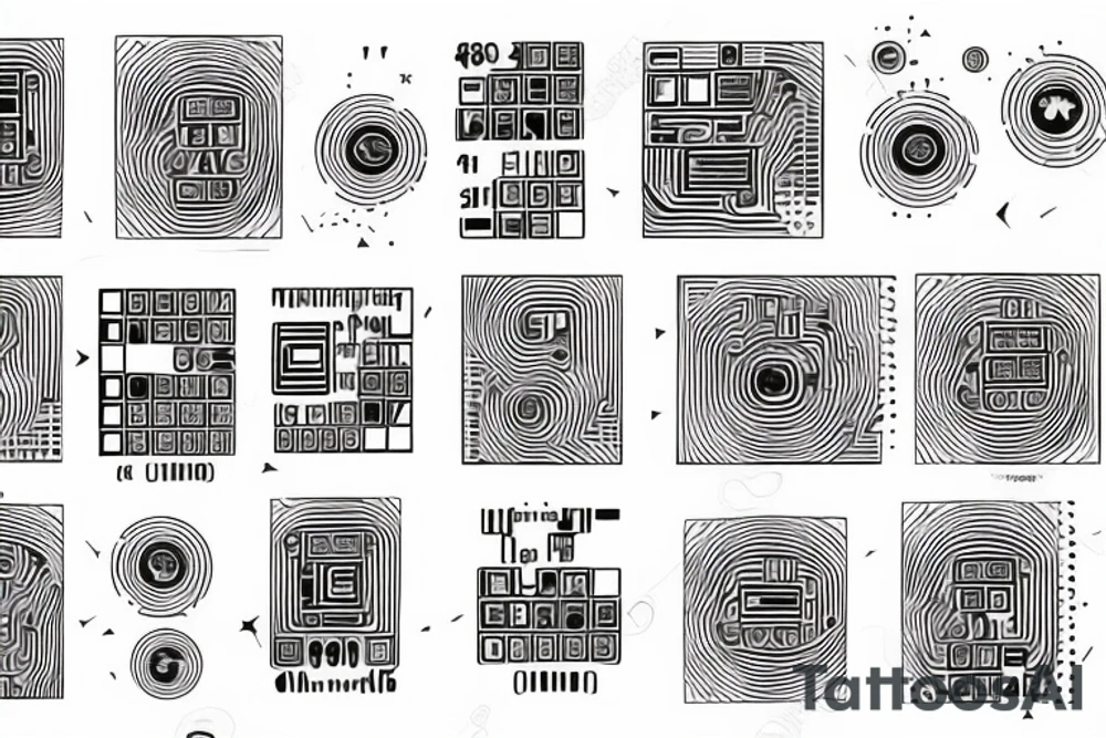 Ai computer chip at the centre of psychedelic hand with binary code on it tattoo idea Ai computer chip at the centre of psychedelic hand with binary code on it tattoo idea