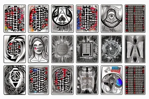 the divine Ai computer chip at the centre of psychedelic hand with binary code on it tattoo idea